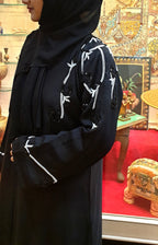 Luxury Black Pearl Embroidered Burqa | TAWAZAU