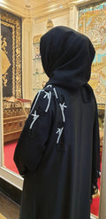 Luxury Black Pearl Embroidered Burqa | TAWAZAU