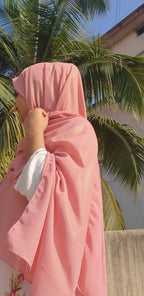 Pink Rose Shimmer Georgette Hijab | Tawazau