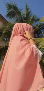 Pink Rose Shimmer Georgette Hijab | Tawazau
