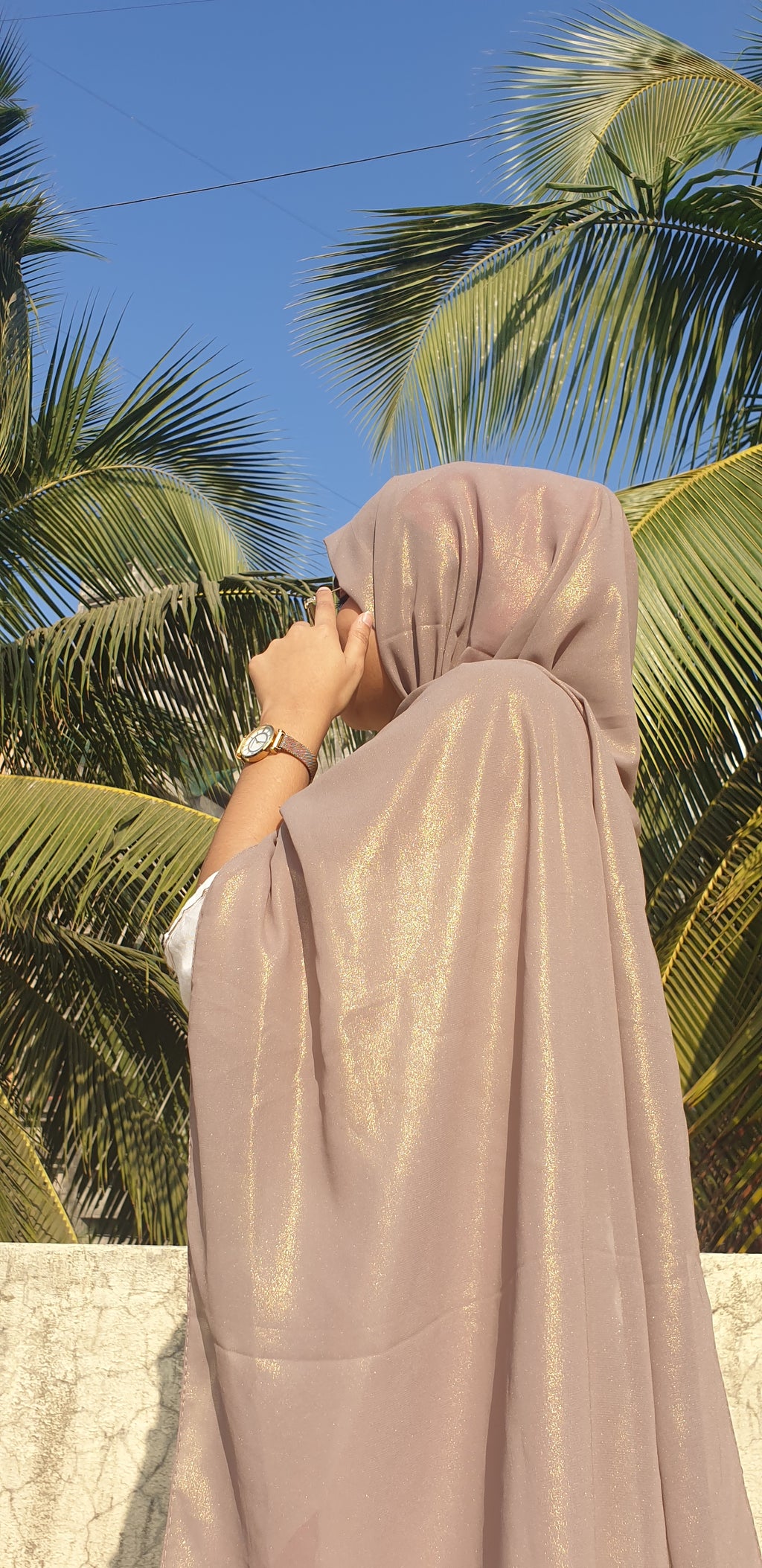Stone Shimmer Georgette Hijab | Tawazau