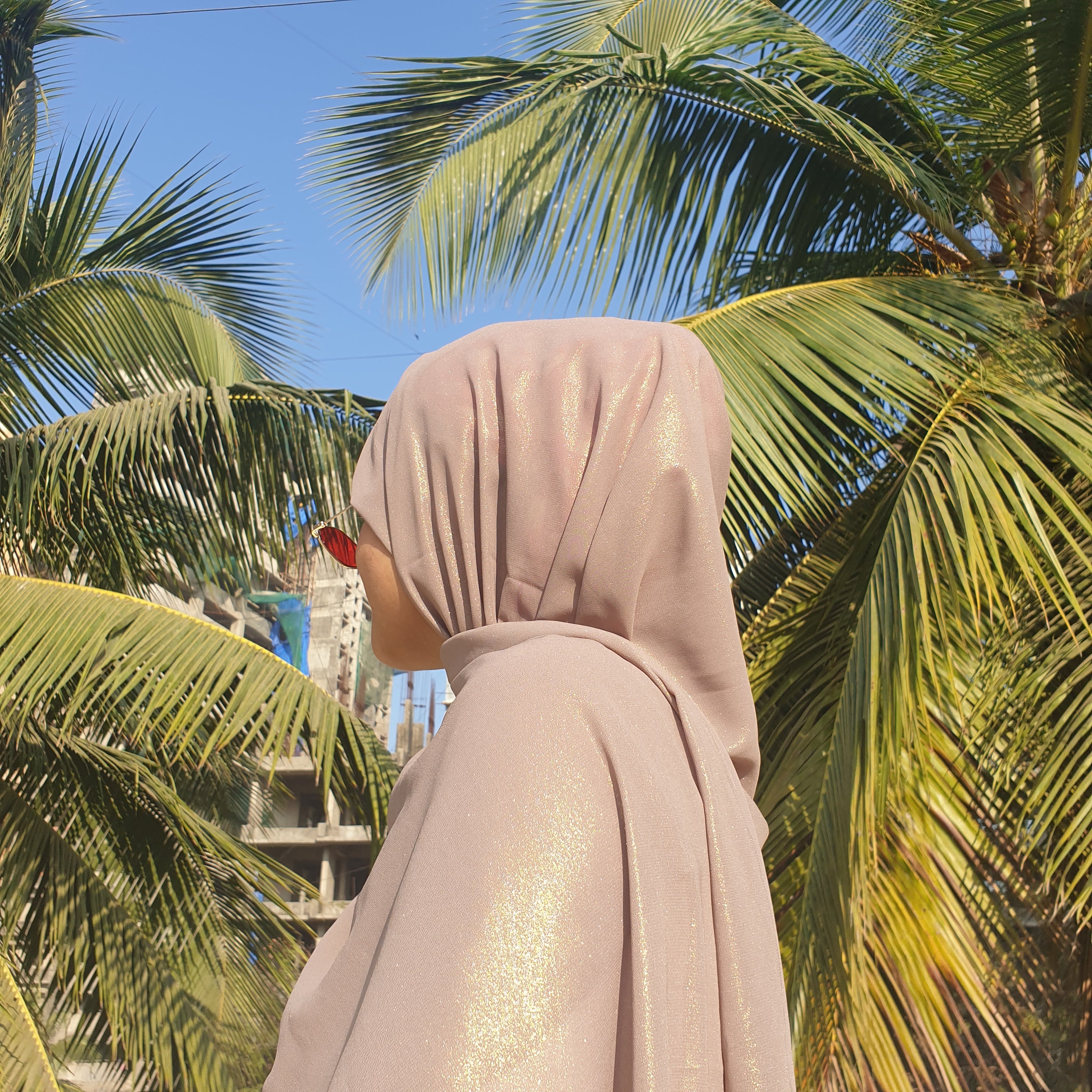 Stone Shimmer Georgette Hijab | Tawazau