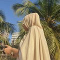 Cream Shimmer Georgette Hijab | Tawazau