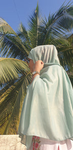 Sky Blue Shimmer Georgette Hijab | Tawazau