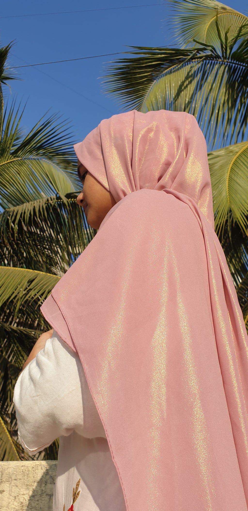 Cherry Blossom Shimmer Georgette Hijab | Tawazau