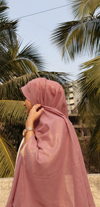 Coral Pink Shimmer Georgette Hijab | Tawazau