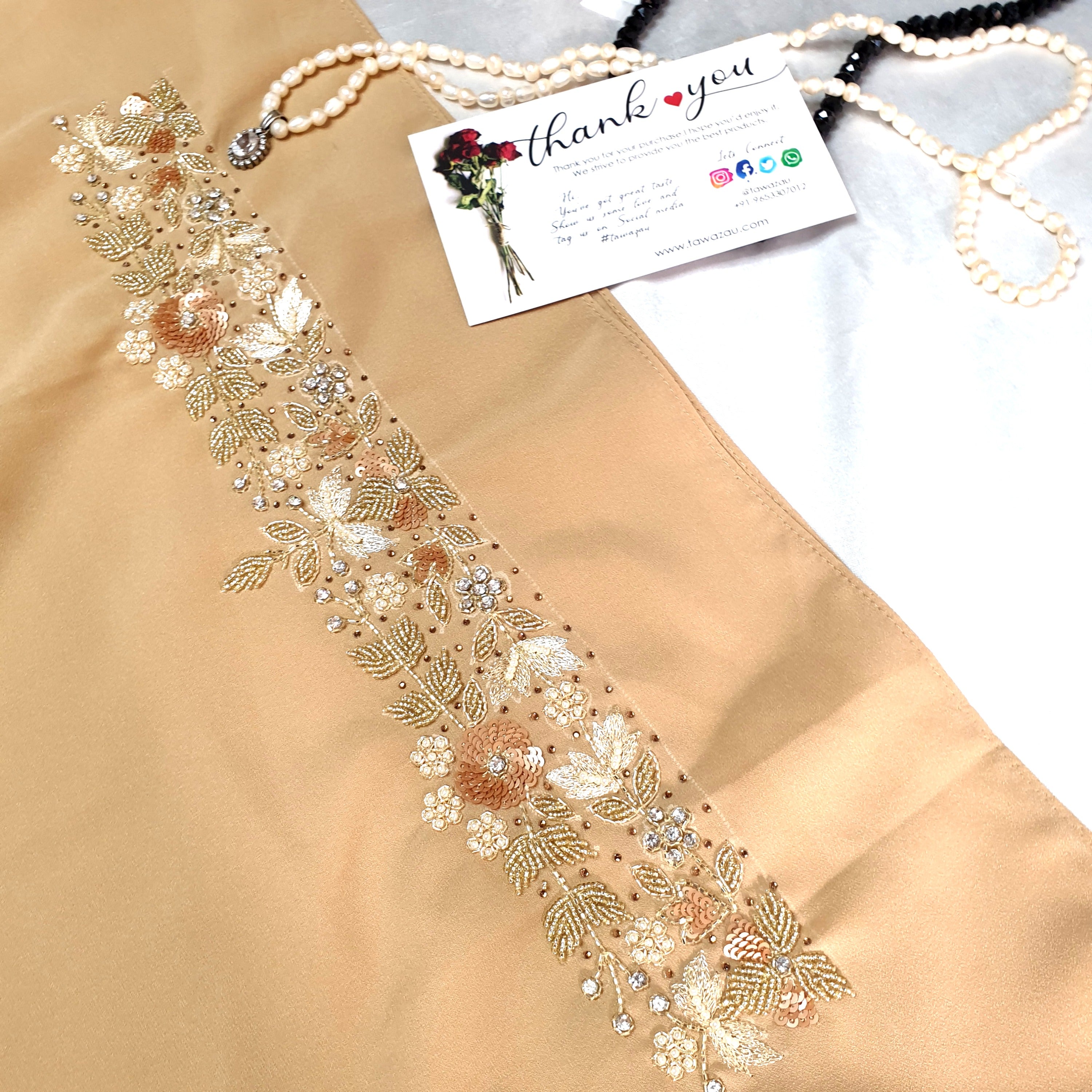 Nude Luxury Embroidered Hijab | Tawazau