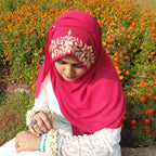Luxury Ruby Pink Embroidered Georgette Hijab | Tawazau