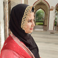 Luxury Black Hand Embellished Georgette Hijab | Tawazau