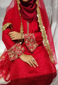 Ruby Red Hand Embroidered Dress Set