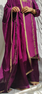 Luxury Purple Ethnic Embroidered Suit