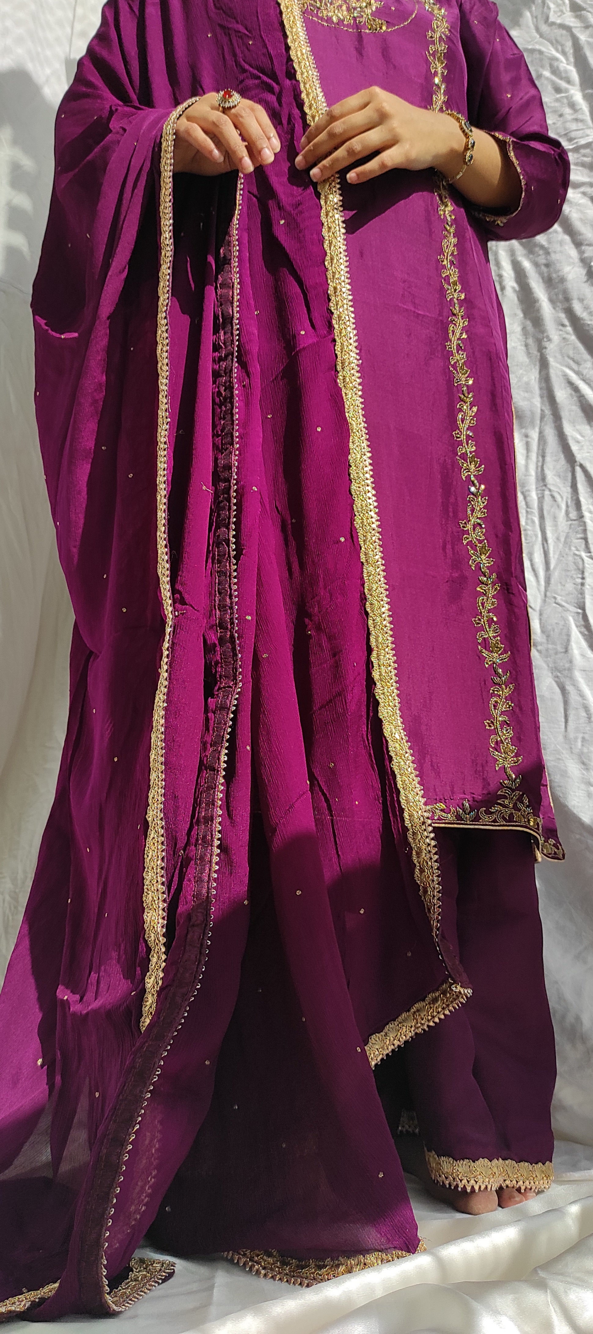 Luxury Purple Ethnic Embroidered Suit