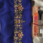 Royal Blue Embroidered Hijab | Tawazau