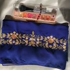 Royal Blue Embroidered Hijab | Tawazau