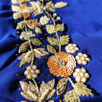 Royal Blue Embroidered Hijab | Tawazau