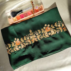 Limited Emerald Green Handcrafted Floral Hijab | Tawazau