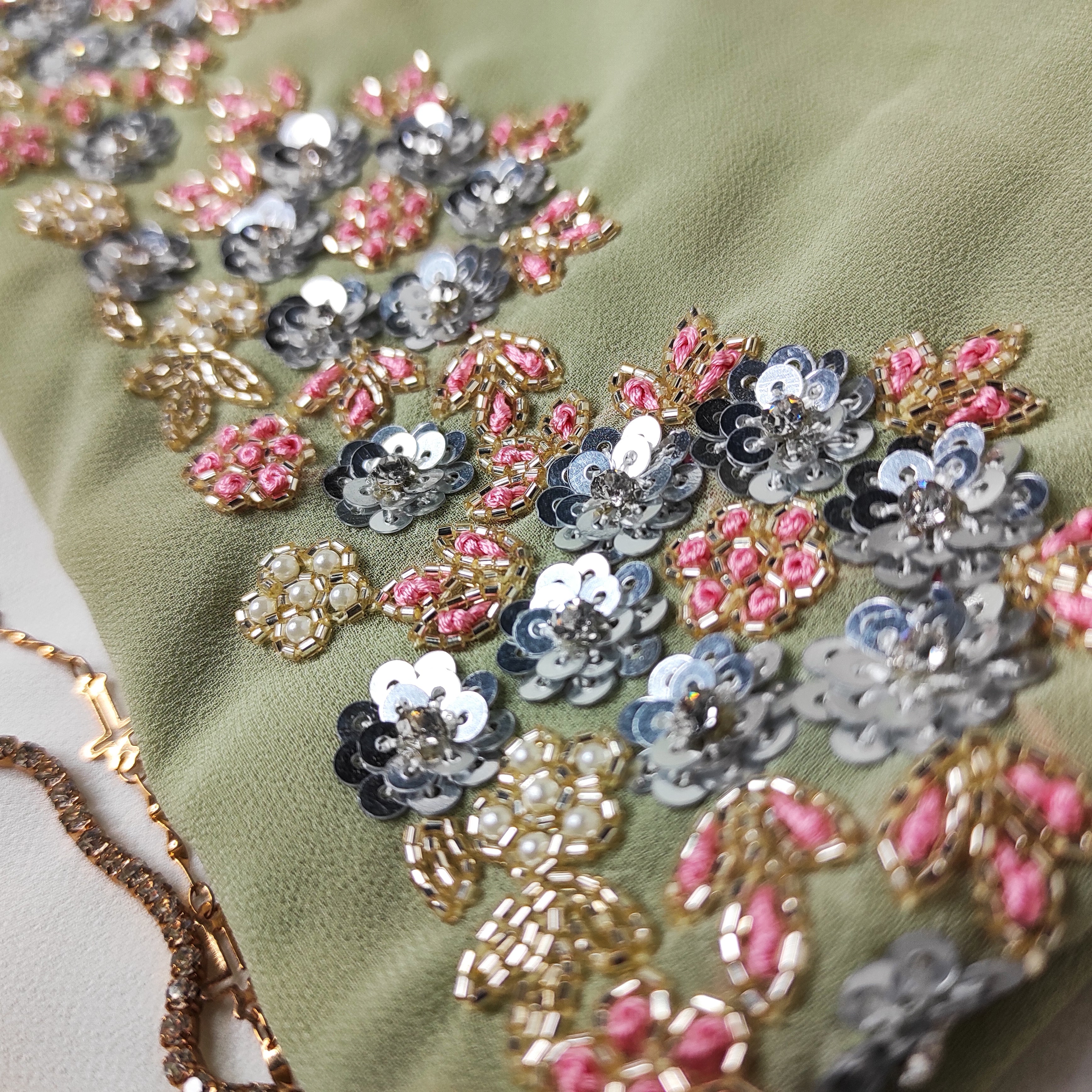 Sage Green Embroidered Hijab