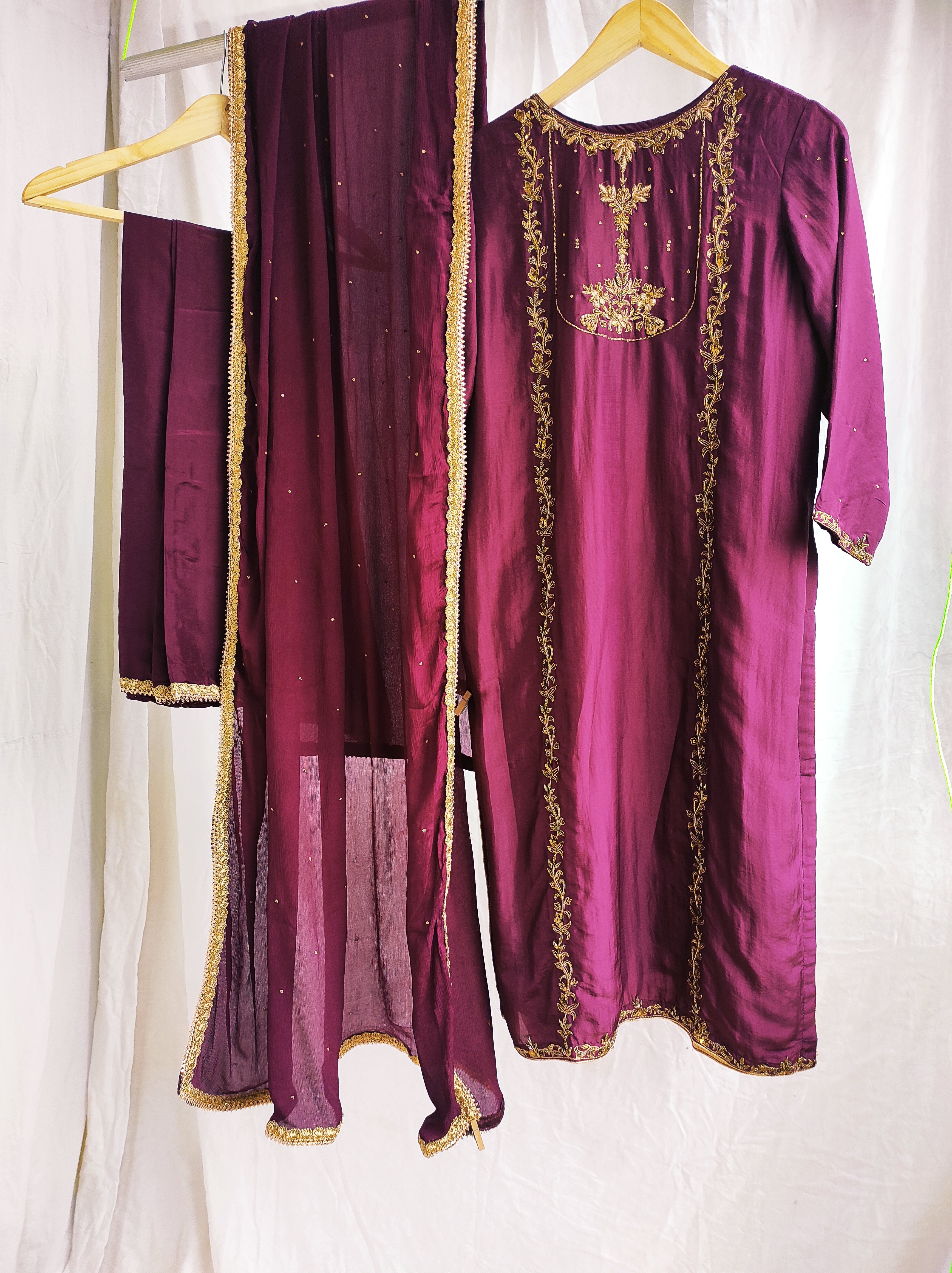 Luxury Purple Ethnic Embroidered Suit