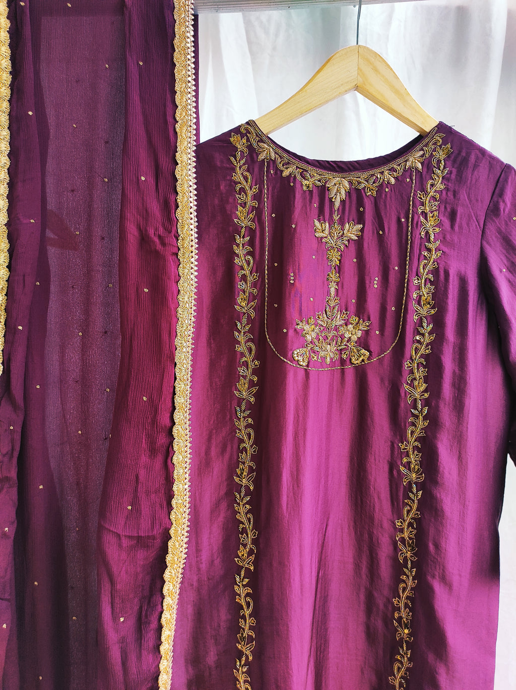 Luxury Purple Ethnic Embroidered Suit