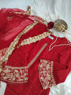Ruby Red Hand Embroidered Dress Set