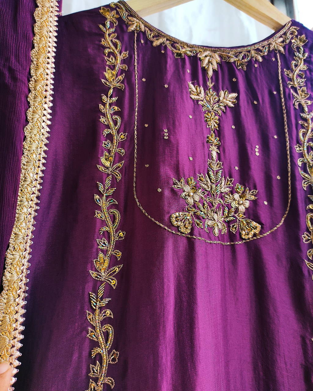 Luxury Purple Ethnic Embroidered Suit