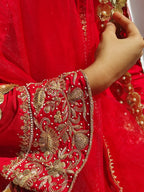 Ruby Red Hand Embroidered Dress Set