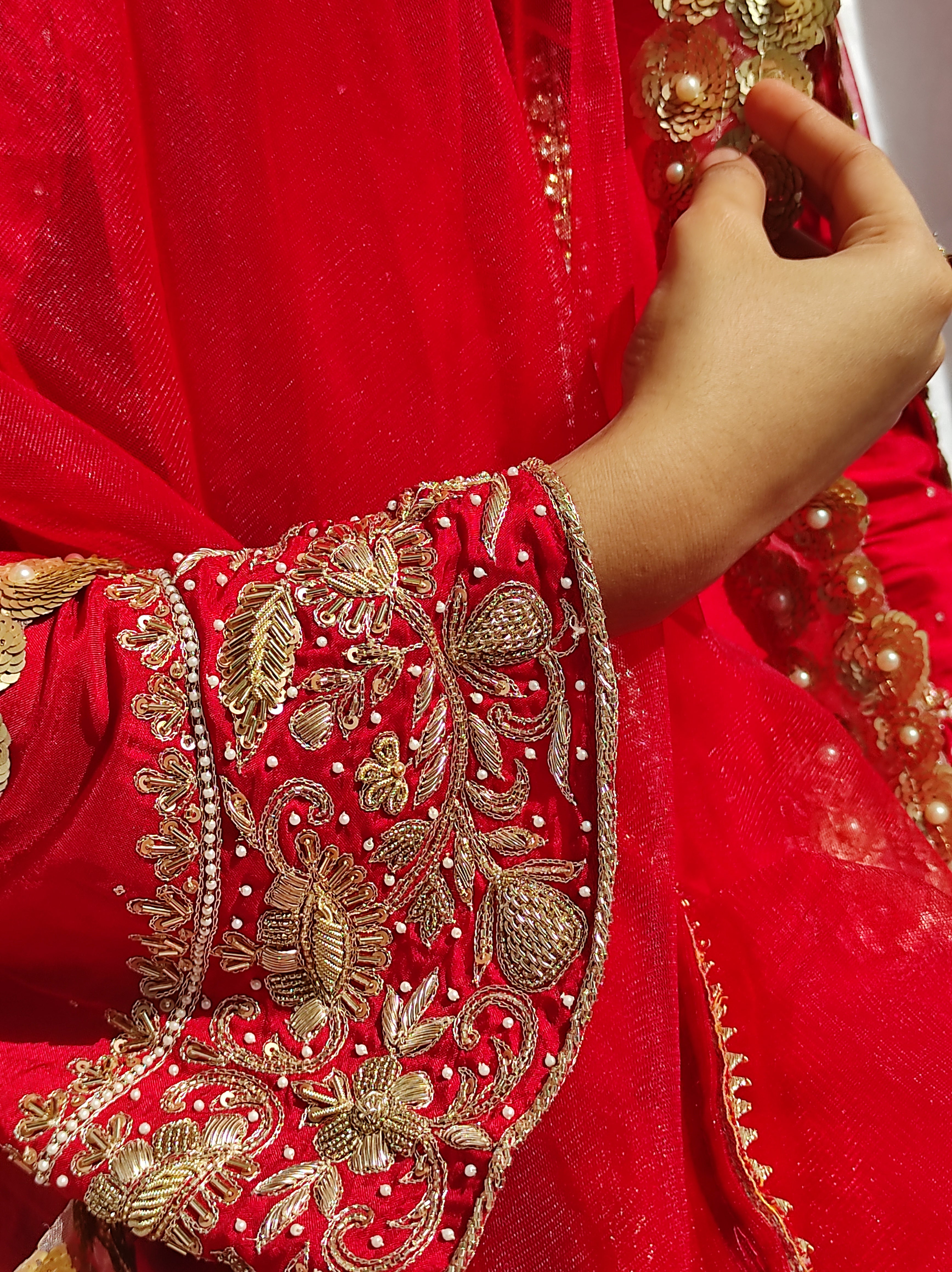 Ruby Red Hand Embroidered Dress Set