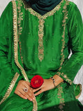 Emerald Green Handcrafted Embroidered Dress Set