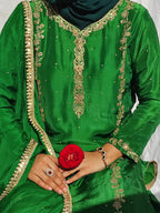 Emerald Green Handcrafted Embroidered Dress Set