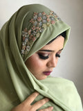 Sage Green Embroidered Hijab